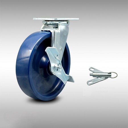 Service Caster 8 Inch SS Solid Poly Caster with Ball Bearing and Brake/Swivel Lock SCC SCC-SS30S820-SPUB-TLB-BSL